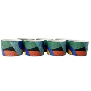 Victoria & Beale Vtg Casual Accents 9019 Porcelain Expresso Cups Mugs Set of 7